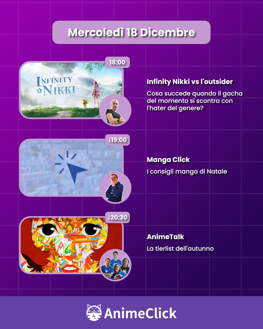 AnimeClick su Twitch: programma dal 16 al 22 dicembre AnimeClick su Twitch: programma dal 16 al 22 dicembre